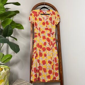 & Other Stories Los Angeles Atelier 6 Yellow Red Floral Wrap Dress